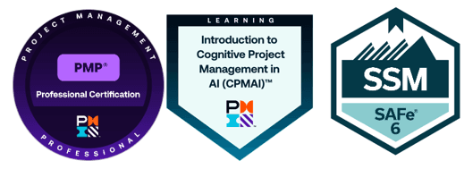 PMP, CPMAI, and SAFe SSM credentials